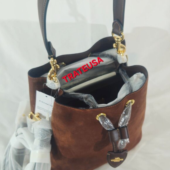 NWT Coach Rowan Bucket Bag Suede Vintage Brown CCC78 Authentic Packed - Picture 12 of 16